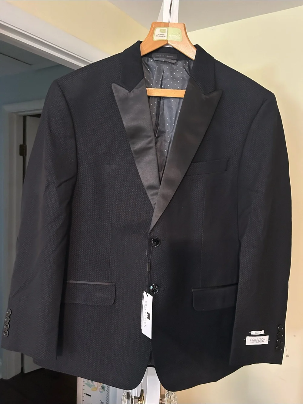 Michael Strahan Black Men's Satin-Lapel Blazer - Classic Formal Jacket